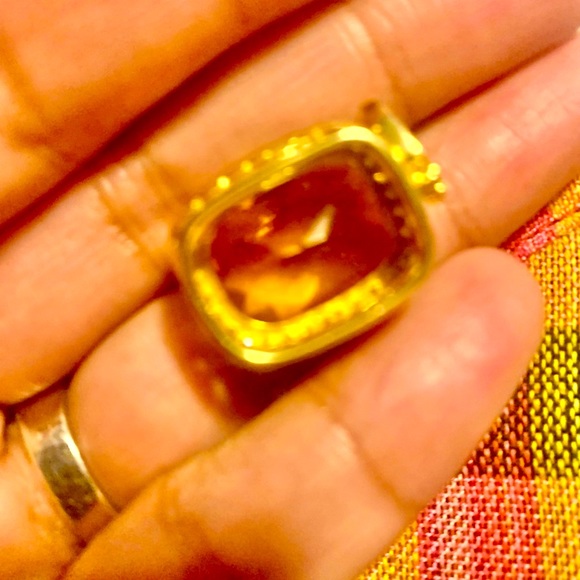 19k solid yellow gold diamonds and natural citrine pendant - Picture 5 of 5